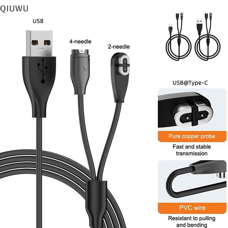 Cáp sạc đồng hồ QIUWU 2 trong 1 USB Type C cho Fenix X6 / Forerunner / Bản năng 2 dây cho Shokz OpenRun Pro.
