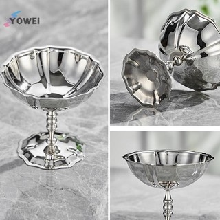 Cốc kem bằng thép không gỉ YOWEI, Bát tráng miệng Pudding, Cốc tráng miệng đế cao, Đĩa phục vụ Salad trái cây, Đĩa ăn nhẹ, Bộ đồ ăn, Thích hợp cho nhà bếp, KTV, Ba