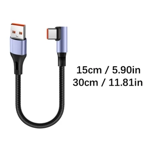 WU Ngắn Nam USB Sang Loại C Cáp Sạc 6A Dây Sạc Nhanh Dây Hỗ Trợ Truyền Dữ Liệu Cho Laptop Điện Thoại Đen