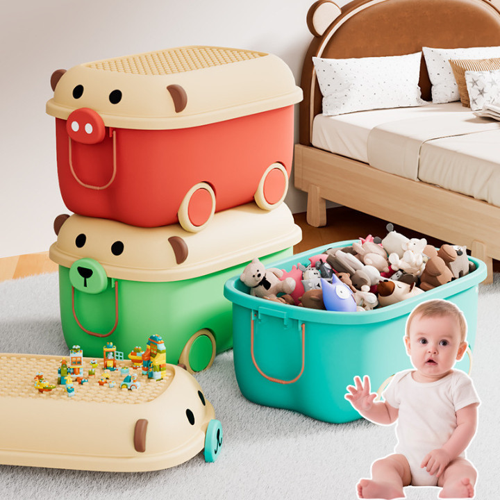 Thùng Đựng Đồ Chơi Cho Bé, Thùng Đựng Đồ Đa Năng Size Lớn Có Bánh Xe, Mặt Thùng Có Thể Chơi L.eGo Dinohome