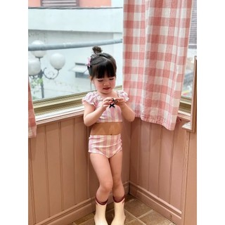 10-30kg Bơi 2 mảnh kẻ hồng kèm mũ MK