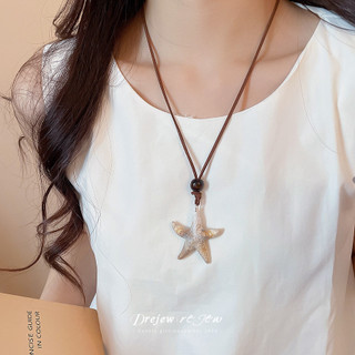 DREZEW Vòng cổ mặt dây chuyền Zhuhai Star bằng gỗ Acrylic, dây chuyền xương đòn thông thường phong cách kỳ nghỉ cổ điển, dây chuyền thời trang, thích hợp và cao cấp