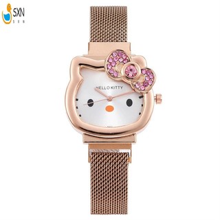 Đồng hồ đeo tay thông thường Hello Kitty Đồng hồ đeo tay Analog mặt số dễ đọc có khóa kính lúp để sắp xếp thời gian và lịch trình