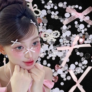 [3-5 Ngày Đến] -1-3 Hộp Miếng Dán Mặt Nơ Vải - Đề Can Cosplay Ngọc Trai - Trang Trí Nghệ Thuật DIY - Hình Xăm Giả Chống Thấm Nước - Miếng Dán Trang Phục Tiệc - Paster Kim Cương Giả Nhiều Màu Sắc
