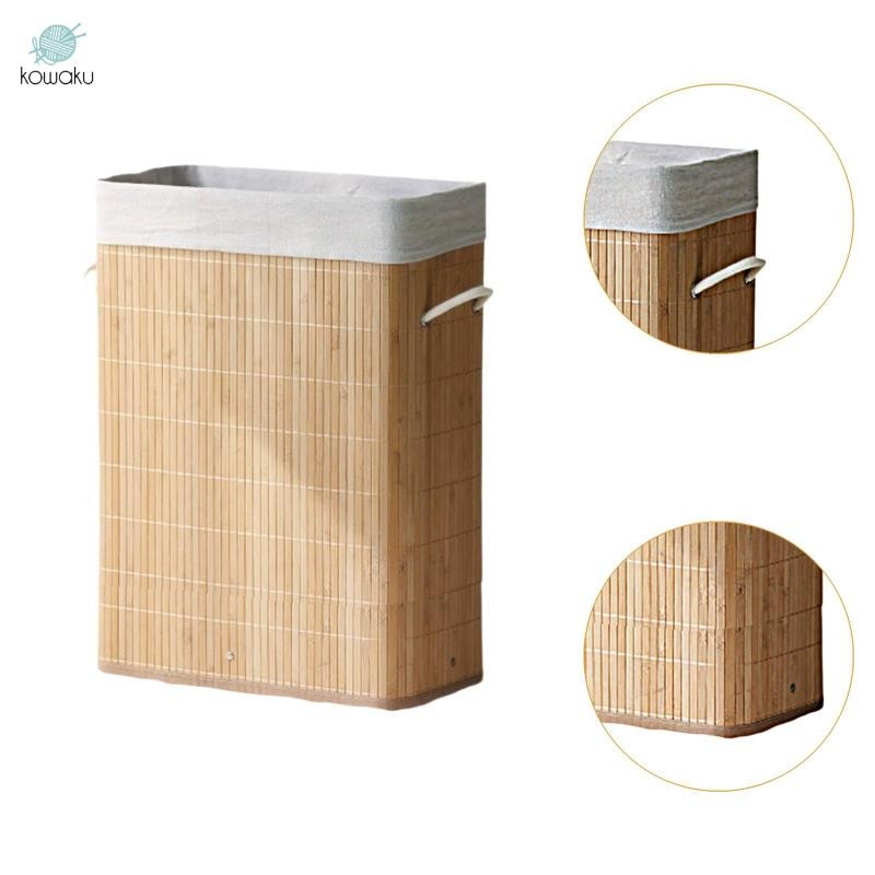 Giỏ đựng đồ giặt bằng tre Thùng giặt Hộp đựng có thể gập lại Mở lớn Có thể giặt được Quần áo bẩn sắp xếp cho ký túc xá Phòng tắm