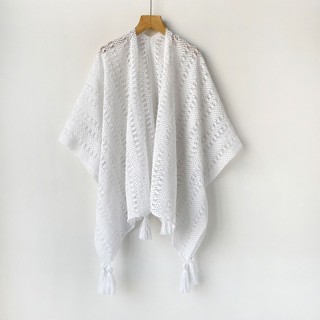Mùa Xuân Hè 2025 Mỏng Rỗng Ra Khăn Choàng Bao Vintage Phong Cách Dân Tộc Kỳ Nghỉ Dệt Kim Tua Rua Cardigan Nữ Ren Che Rời Chống Nắng