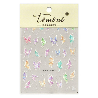 Tomoni Nail Art Nhãn dán móng tay hình bướm laser nhiều màu sắc, màu bronzing 5D nổi, nhãn dán màu ma thuật, trang trí móng tay, công cụ làm móng cho tiệm nail