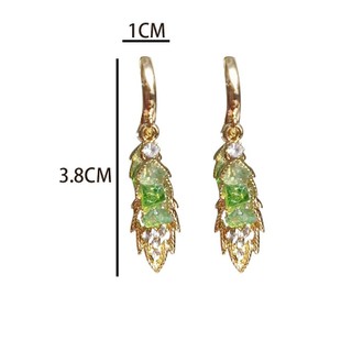 Bông tai lá pha lê màu xanh lá cây tươi mát phong cách mới Thời trang thiết kế thích hợp Bông tai bông tai