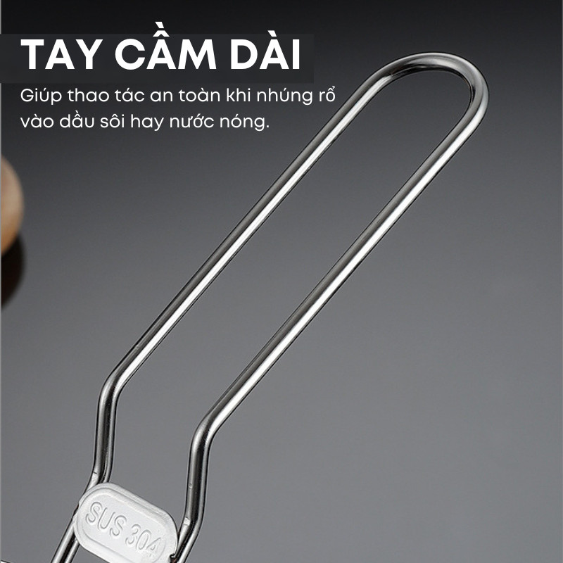 Rổ Lưới Inox 304 Có Tai Gài – Chiên, Trụng, Luộc, Hấp Đa Năng – Dùng Gia Đình, Quán Ăn, Nhà Hàng| 300