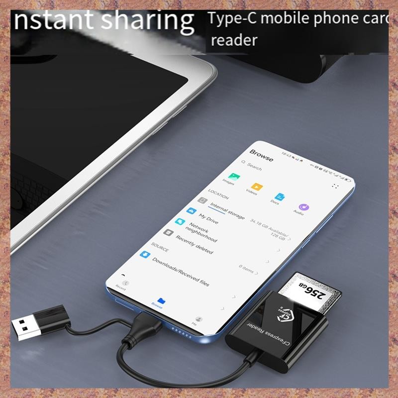 Đầu đọc thẻ CFexpress Type B tốc độ cao USB3.2 Gen2 Đầu đọc thẻ CFe USB-C cho Android Win XP / Vista / 7 / 8 / 8.1 / 10 / 11 OS 10Gbps USB3.2 Gen2 USB-C (R F C V)