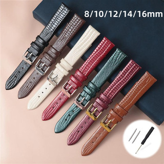 Dây đeo đồng hồ da họa tiết cá sấu 8-16mm dành cho nữ Vòng đeo tay đồng hồ thay thế 8mm 10mm 12mm 14mm 16mm Dây đeo đồng hồ da bò thật màu đỏ nâu xanh xanh xanh