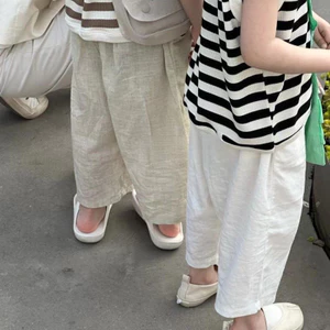 Quần chống muỗi mùa hè mới cho bé trai và bé gái, quần mỏng kiểu Hàn Quốc cho trẻ em, quần cotton lanh rộng rãi thoải mái