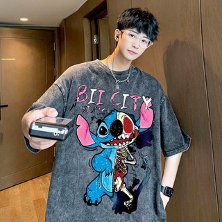 LOCAL BRAND Áo thun Wash Stitch Thi Ma Phong Cách Unisex Form Rộng / Áo thun Stitch Thi Ma Phông Màu Phong Cách Âu Mỹ