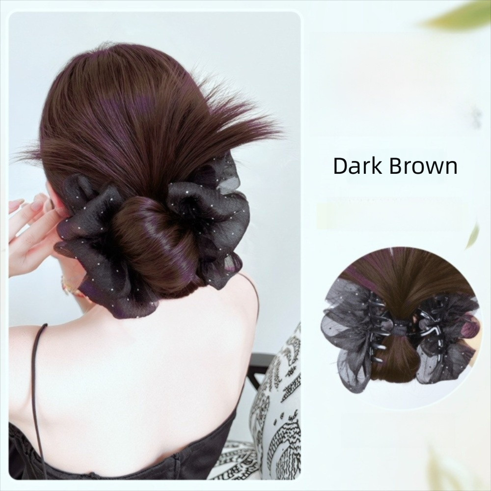 SUNKISSD Tóc Giả Bun Head, Lưới Tóc Tự Nhiên, Kẹp Vuốt, Tổng Hợp Lông Tơ, Phụ Kiện Tóc