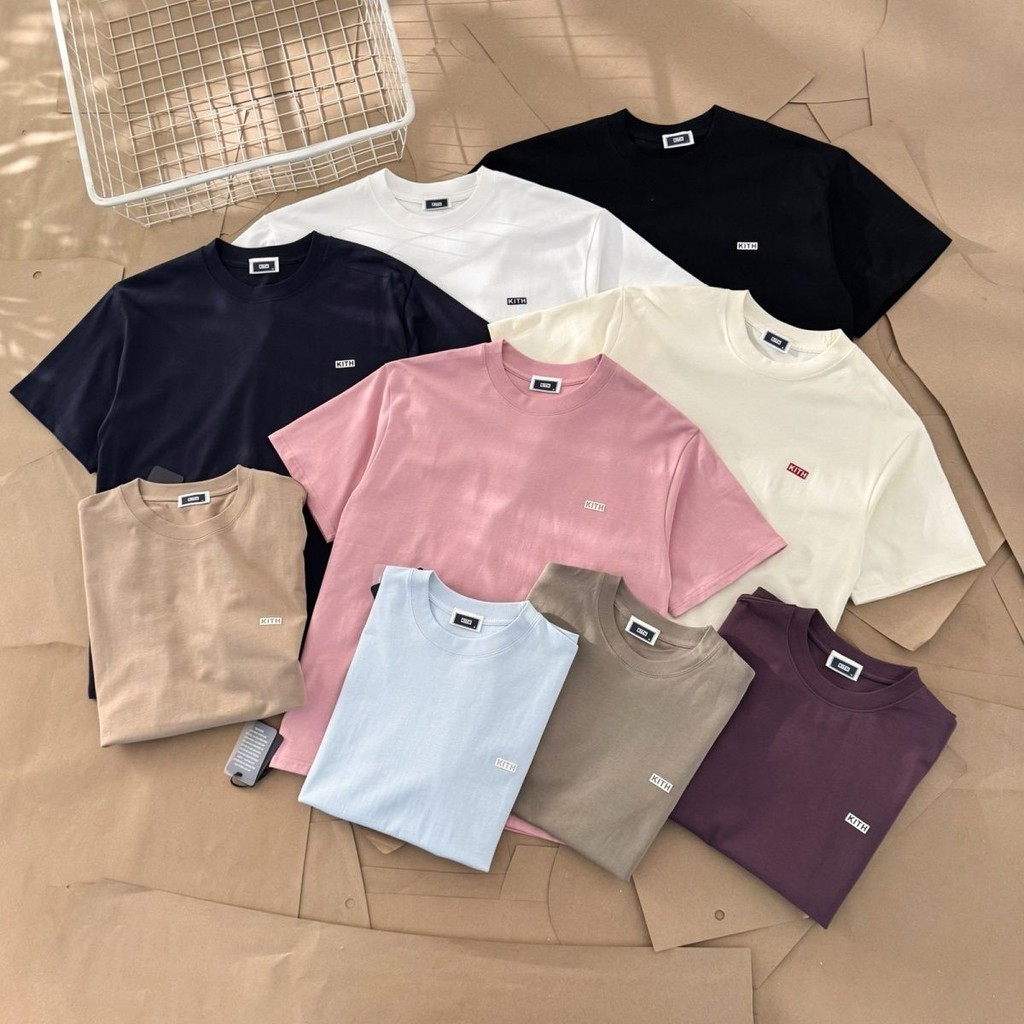 KITH Đổ Xô logo Mỹ Áo Thun Tay Ngắn Cotton Nguyên Chất Mùa Hè Rời Nam Nữ Thường Ngày Phù Hợp Với