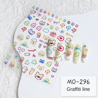 Miếng dán móng tay nghệ thuật vẽ graffiti dopamine miếng dán nhiều màu sắc lập thể 5D Dòng hoạt hình dụng cụ trang trí móng tay cho tiệm làm móng