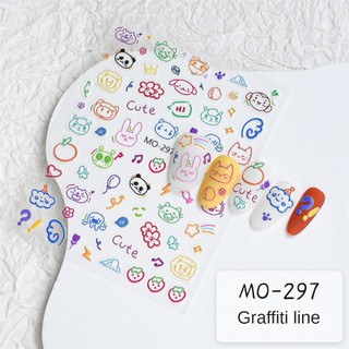 Miếng dán móng tay nghệ thuật vẽ graffiti dopamine miếng dán nhiều màu sắc lập thể 5D Dòng hoạt hình dụng cụ trang trí móng tay cho tiệm làm móng