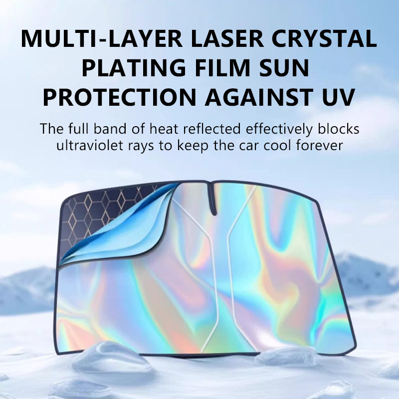 SEAMETAL Tấm Che Nắng Ô Tô Phía Trước Kính Chắn Gió Laser Che Nắng Có Thể Gập Lại Chống Nắng Cách Nhiệt Tấm Che