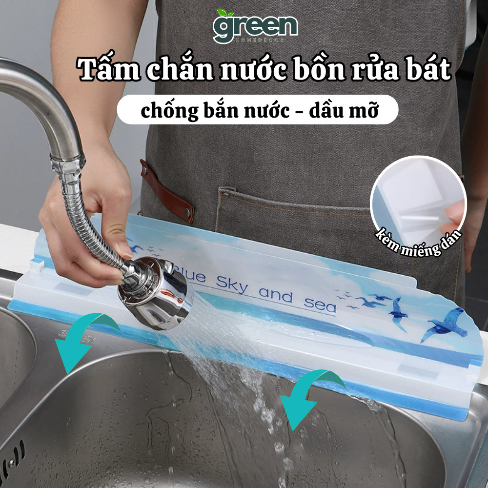 [LOẠI 1] Tấm Chắn Nước Bồn Rửa Bát Chống Bắn Nước Và Dầu Mỡ DinoHome Dán Cố Định, Dễ Dàng Lắp Đặt
