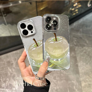 Ins Hàn Quốc Vàng Pha Lê Xanh Apple Sang Trọng Cao Cấp HD Trong Suốt Cho iPhone 11 16 15 14 13 12 Pro Xs Max XR X 7 8 6 6s Plus SE Vỏ Điện Thoại TPU Mềm Ốp Lưng Bảo Vệ