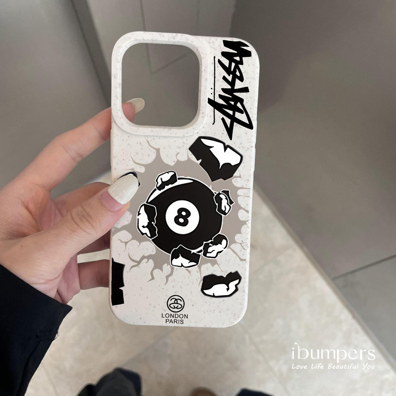 ibumpers Ốp Điện Thoại iPhone Nghệ Thuật Thanh Lịch Graffiti Stussy Họa Tiết Cho IPhone 16 15 14 12 13 11 Pro Max IP 7 8 Plus X XS XR Ốp Lưng Ống Hút Lúa Mì Phân Hủy Thân Thiện Với Môi Trường