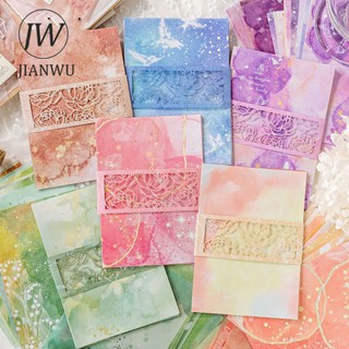 JIANWU Màu Blur Series Vintage Màu Nước Sương Phong Cảnh Cắt Dán Sổ Lưu Niệm Chất Liệu Giấy Sáng Tạo Rác Tạp Chí Văn Phòng Phẩm