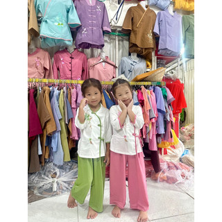 Set đồ lụa mẹ và bé gái ( mẹ bé bán riêng) cổ tim bông đào, đồ bộ bé gái