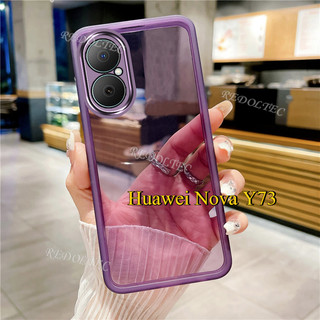 Ốp lưng Huawei Nova Y73 Vỏ trong suốt mỏng màu tinh khiết mới Huawei NovaY73 Nova Y 73 Vỏ điện thoại trong suốt mềm chống sốc có bảo vệ Camera toàn bộ ống kính