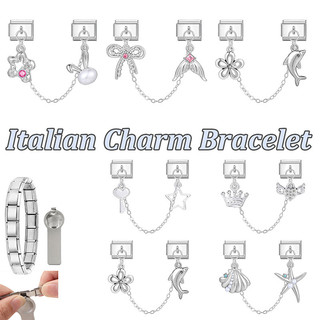 Kim Cương Vương Miện Mặt Dây Chuyền Màu Bạc Ý Quyến Rũ Liên Kết Phù Hợp With 9 Mm Thép Không Gỉ Vòng Tay Làm Trang Sức