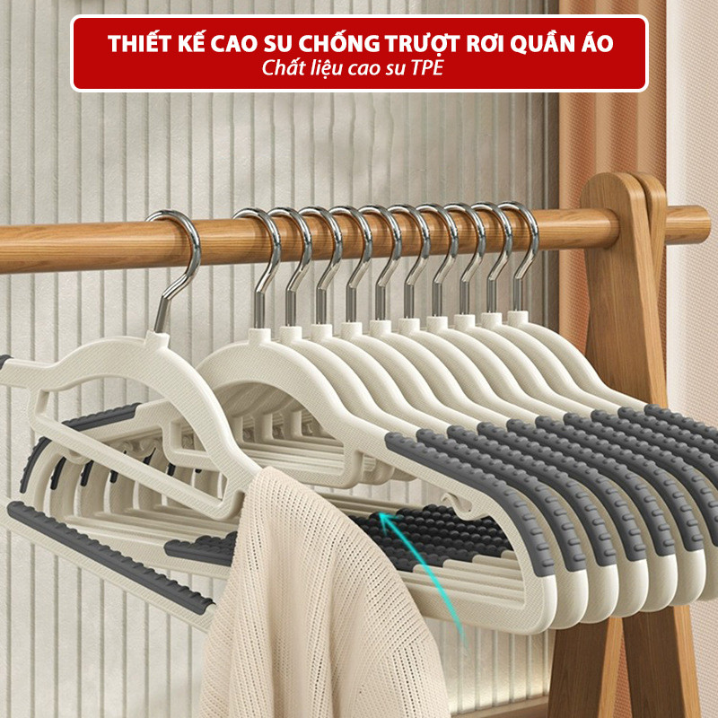 Set 50c Móc treo quần áo bằng nhựa chống tuột, Móc phơi chống trượt đa năng chất nhựa -BB