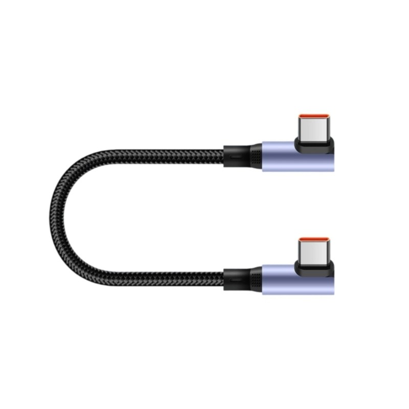Cáp sạc Yoo Angled Type C Dây dữ liệu nhanh ngắn Dây dày Truyền dữ liệu ổn định Khả năng tương thích thiết bị rộng Blac
