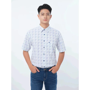 Sơ mi tay ngắn lai ngang VIETTIEN SMART CASUAL vải Bamboo phom REGULAR VT00000384