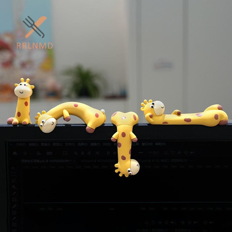 RRLNMD Cao Su Hươu Cao Su Trang Trí Rãnh Dán Hươu Cao Cổ Các Bức Tượng Hoạt Hình Hươu Cao Cổ Đồ trang trí Trang Trí Màn Hình Máy Tính Màn Hình Trang Trí MỚI