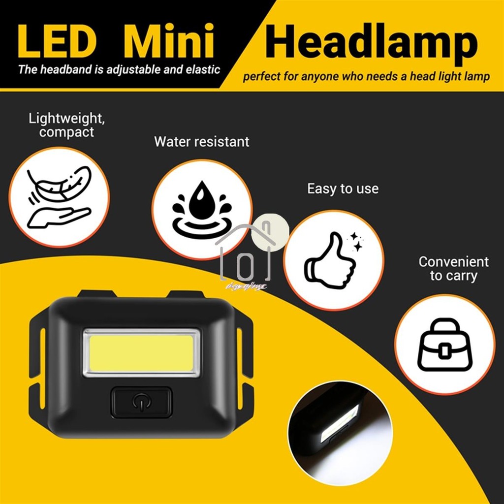 Cob Led Đầu Mini Đèn Pha 3 Chế Độ Chống Mưa Đèn Pin Đầu Cho Cắm Trại Ngoài Trời Câu Cá Màu Đen