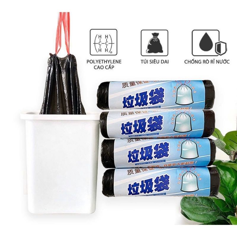 Túi Đựng Rác Tự Phân Hủy Có Dây Rút 45x50 Cm 15 Túi/cuộn, Cuộn Túi Rác ...
