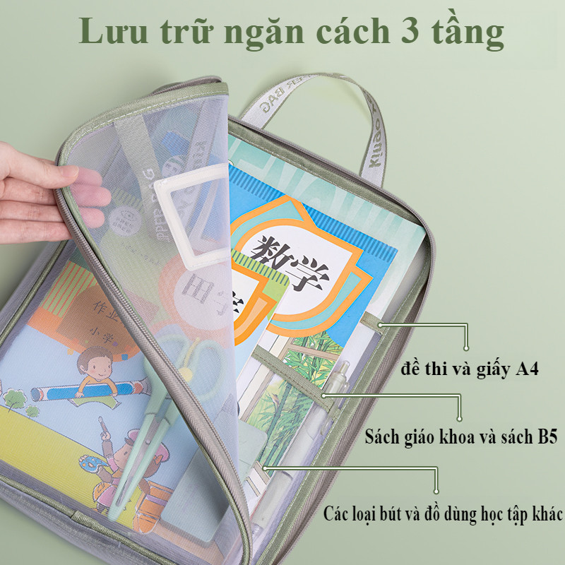 Túi Lưới Trong Suốt, Túi Dây Kéo Lưới, khóa kéo mở tiện lợi, có tay cầm dễ dàng mang đi, Đồ Dùng Văn Phòng Trường Học