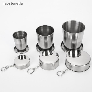 Cốc gấp bằng thép không gỉ HA - Cốc uống nước tiện lợi cho du lịch với khả năng gập lại và móc khóa