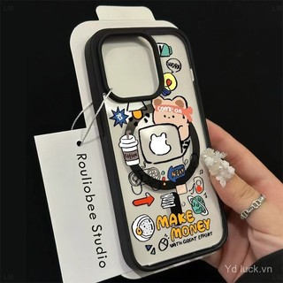 Ốp điện thoại từ tính hình gấu, phong cách sáng tạo, tương thích với iPhone 15 Pro, 16 Plus, 13 Pro Max, 12, 14 Pro Max, 11 Pro, 16, 15, 14, 12 Pro Max, 13, chống sốc