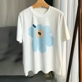 Áo Thun Cotton Cao Cấp Mùa Hè Hoa In Hình Unisex Tay Ngắn 610