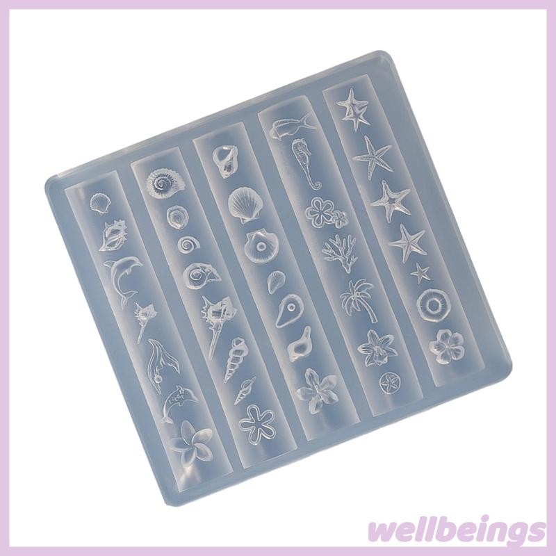 Wellb Silicone Móng Tay Nghệ Thuật Khuôn Phụ Kiện Khuôn Móng Tay Khuôn Trang Trí Biển Series Kết Cấu Silicon Hoàn Hảo Cho Nhiều Móng Tay Ty