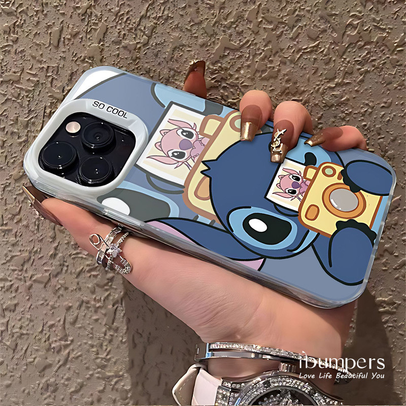 ibumpers Ốp Điện Thoại iPhone Cặp Đôi Dễ Thương Stitch Họa Tiết Thiên Thần Cho IPhone 16 15 14 12 13 11 Pro Max IP 7 8 Plus X XS XR Ốp Lưng IMD Cứng Và Nhẵn