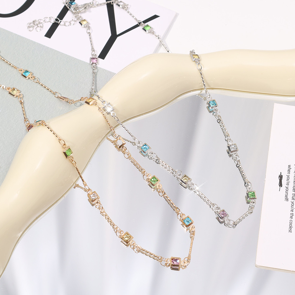 1 / 2 Vòng cổ tối giản tươi mát phong cách Hàn Quốc Nhật Bản - Dây chuyền xương đòn nữ hợp kim kẽm đầy màu sắc thanh lịch thời trang