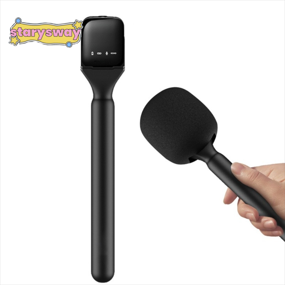 Bộ chuyển đổi micrô phỏng vấn STARYSWAY Lavalier, với micrô cầm tay bằng bọt biển chống gió, Gậy cầm tay cầm tay màu đen đa năng cầm tay cho DJI MIC