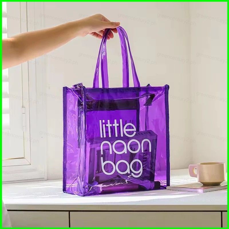 Túi xách nhựa GC2, Tote PVC trong suốt chống thấm nước, Neon, Túi mua sắm CG2