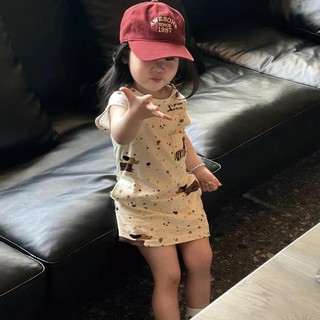 Váy thun ngắn tay bé gái cotton in họa tiết dễ thương, váy trẻ em vừa và nhỏ