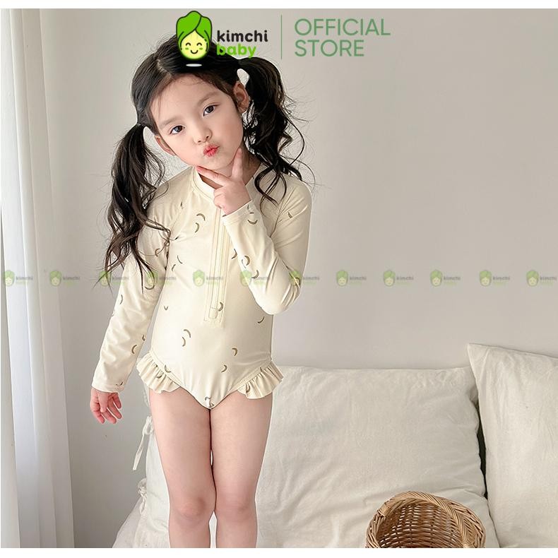 [TẶNG MŨ BƠI XỊN] Bộ Bơi Bé Gái Liền Thân Cao Cấp Kamsamita Họa Tiết Quả Chuối Tone Màu Pastel Bikini BB501