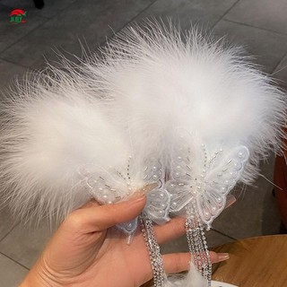 Handmade Bướm Bên Kẹp Tóc Ngọc Trai Lông Vũ Trang Trí Đám Cưới Mũ Đội Đầu Cho Dày Xoăn Tạo Kiểu Tóc Trang Trí