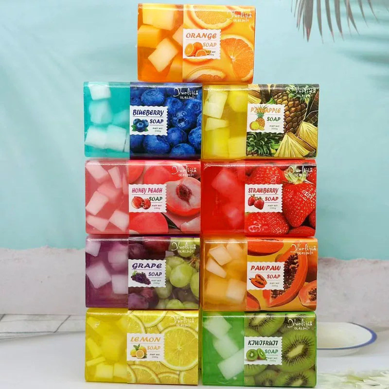 ✨Yuejiali Nhiều Màu Sắc Trong Suốt Pudding Trái Cây Xà Phòng Xà Phòng Tay Xà Phòng Nho Tắm Lưu Niệm 25.5.26
