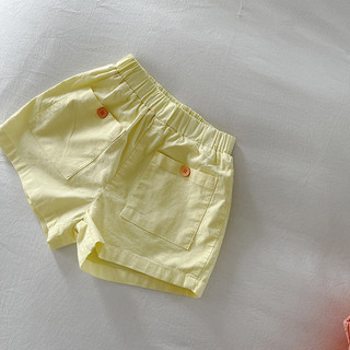 Quần short cotton mùa hè cho bé trai và bé gái, phong cách Hàn Quốc, túi lớn, màu sắc đồng nhất, quần thường ngày mỏng cho trẻ em