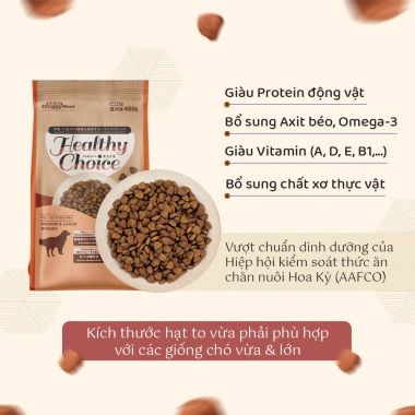 Hạt healthy choice cho chó trưởng thành giống vừa & lớn 400GR